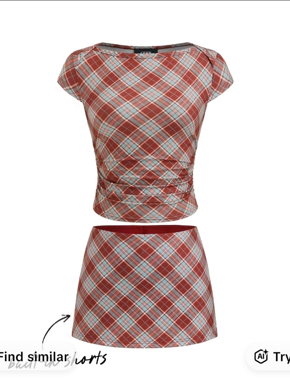 Cider Red Plaid Two-Piece Mini Dress Set